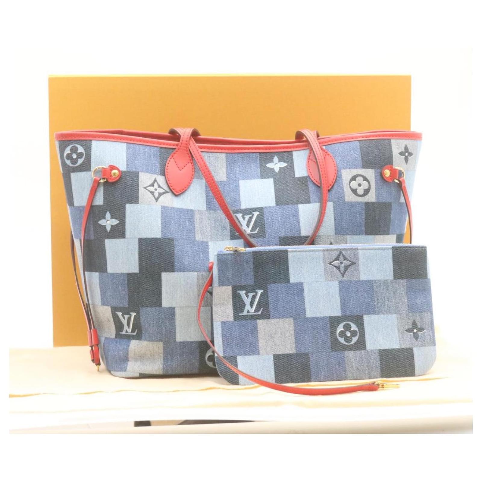 LOUIS VUITTON Monogram Denim Neverfull MM Tote Bag Blue M44981 LV Auth 22325S Cloth  ref.2375838