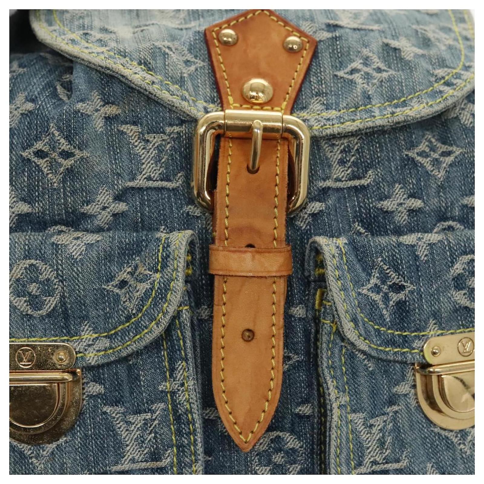 LOUIS VUITTON Monogram Denim Sac A DosGM Backpack Blue M95056 LV Auth 99599 ref.2376013