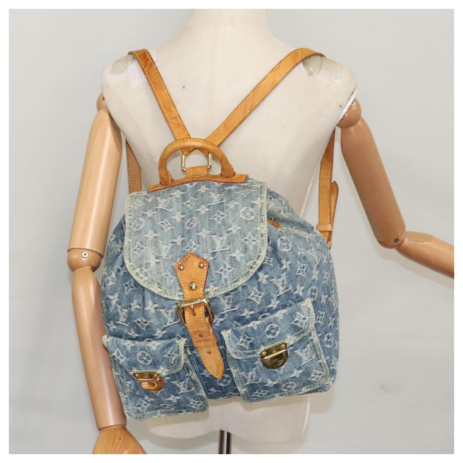 LOUIS VUITTON Monogram Denim Sac A DosGM Backpack Blue M95056 LV Auth 99599 ref.2376013