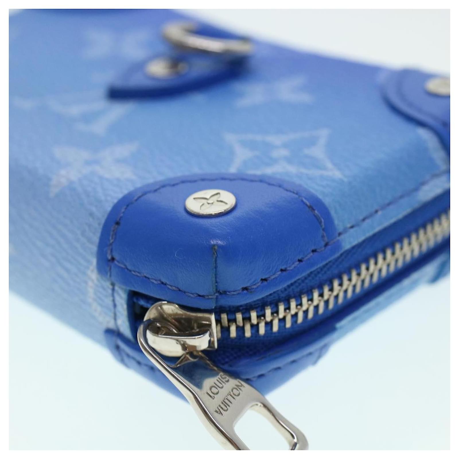 LOUIS VUITTON Monogram Clouds Soft Trunk Necklace Pouch Blue M45440 Auth 42825SM White ref.2376243