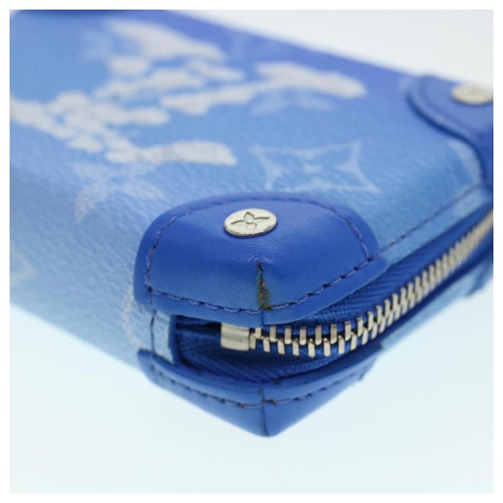 LOUIS VUITTON Monogram Clouds Soft Trunk Necklace Pouch Blue M45440 Auth 42825SM White ref.2376243