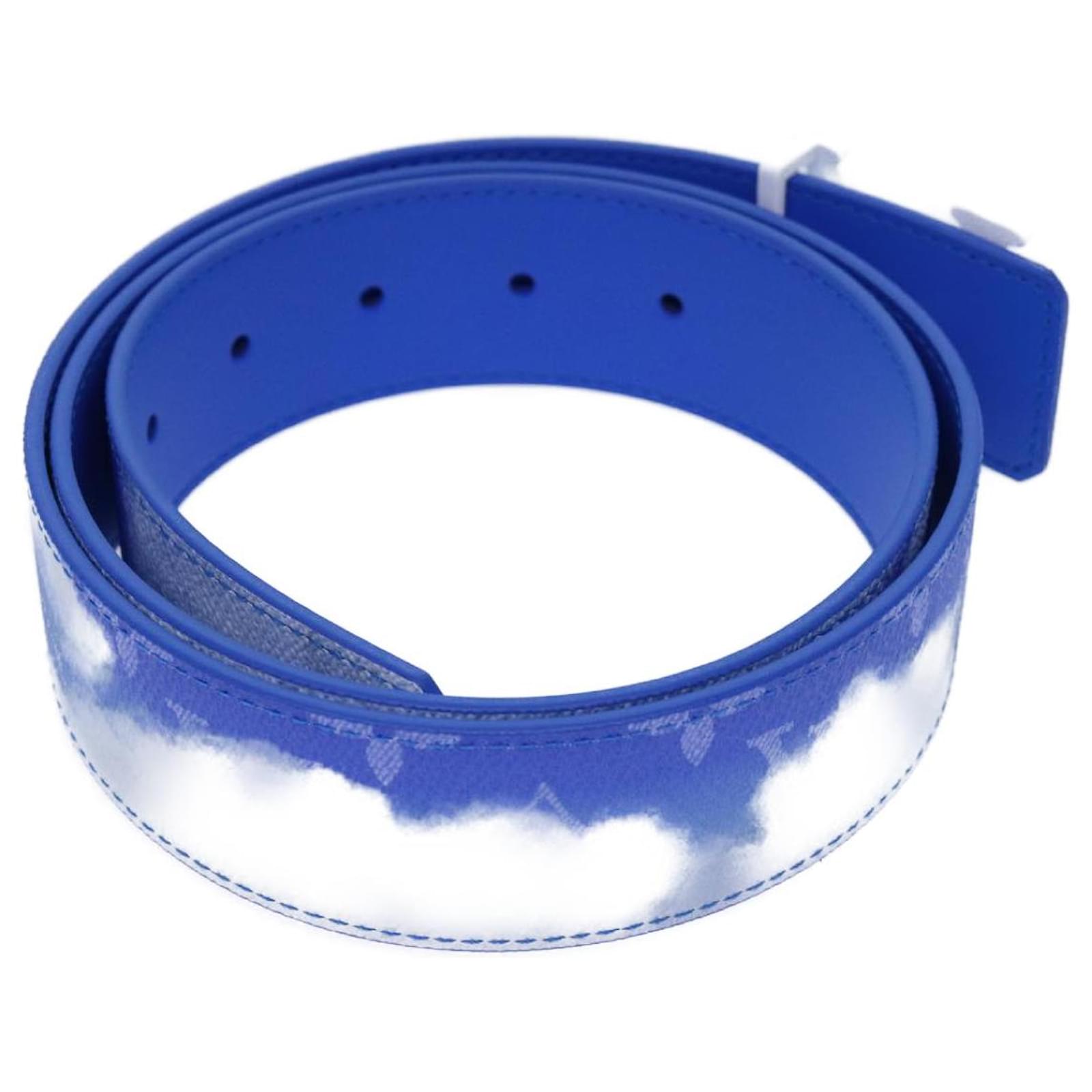 LOUIS VUITTON Monogram Clouds Ceinture LV Shape Belt 41.3"""""""""""""""" MP261 LV Auth 71236SM Blue Cloth ref.2376269