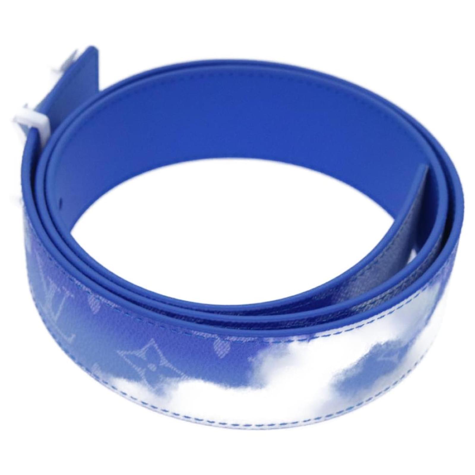 LOUIS VUITTON Monogram Clouds Ceinture LV Shape Belt 41.3"""""""""""""""" MP261 LV Auth 71236SM Blue Cloth ref.2376269