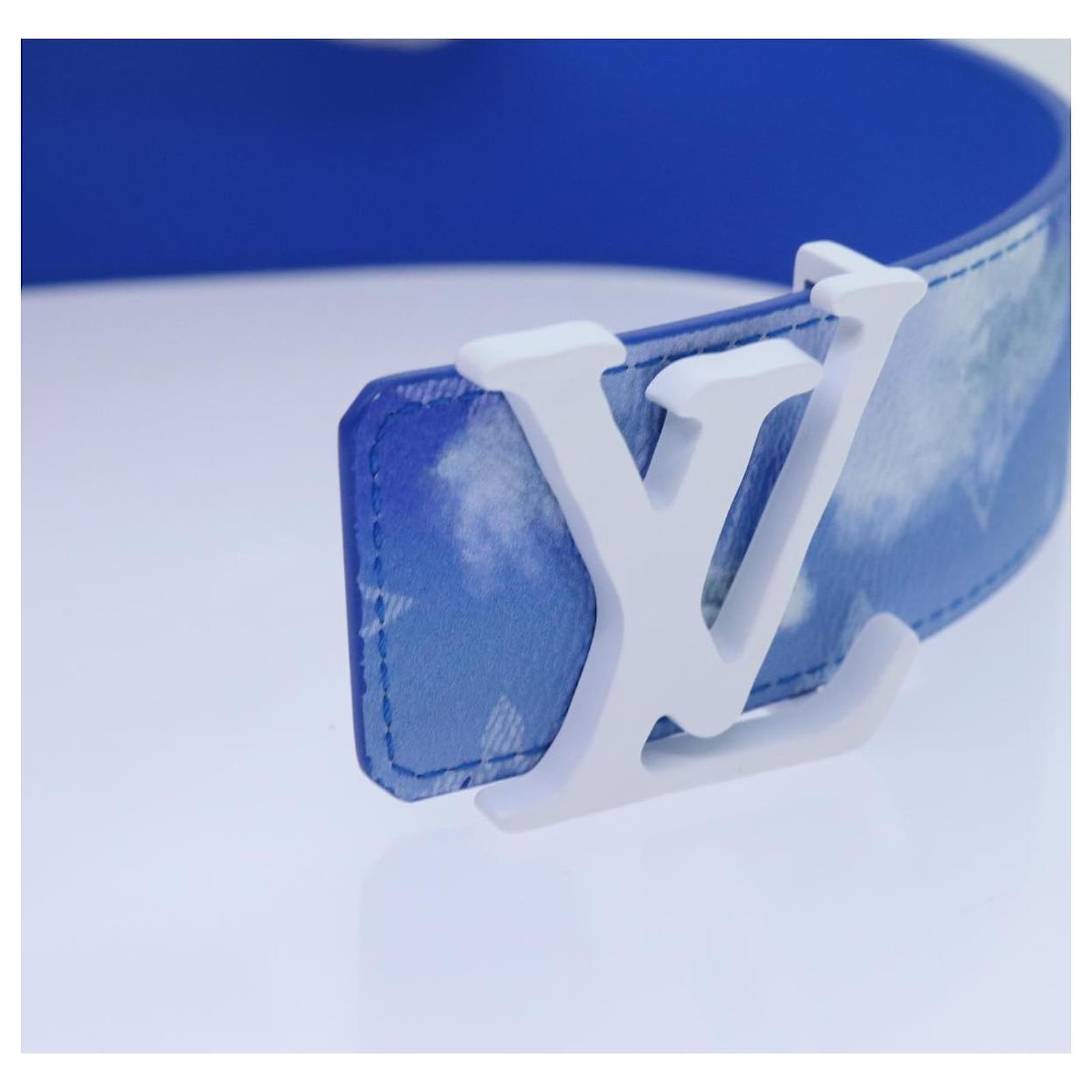 LOUIS VUITTON Monogram Clouds Ceinture LV Shape Belt 41.3"""""""""""""""" MP261 LV Auth 71236SM Blue Cloth ref.2376269