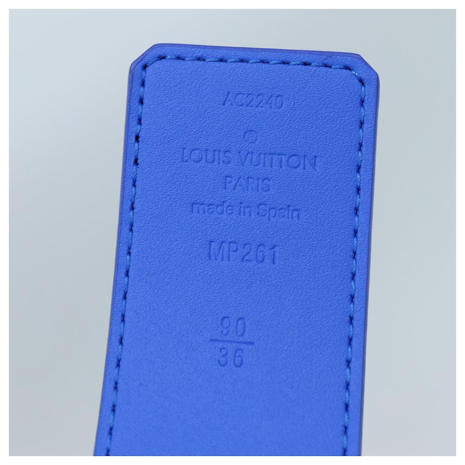 LOUIS VUITTON Monogram Clouds Ceinture LV Shape Belt 41.3"""""""""""""""" MP261 LV Auth 71236SM Blue Cloth ref.2376269
