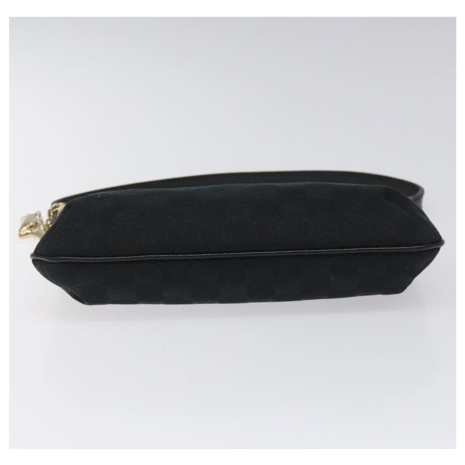 GUCCI GG Canvas Sherry Line Accessory Pouch Black Khaki 145970 