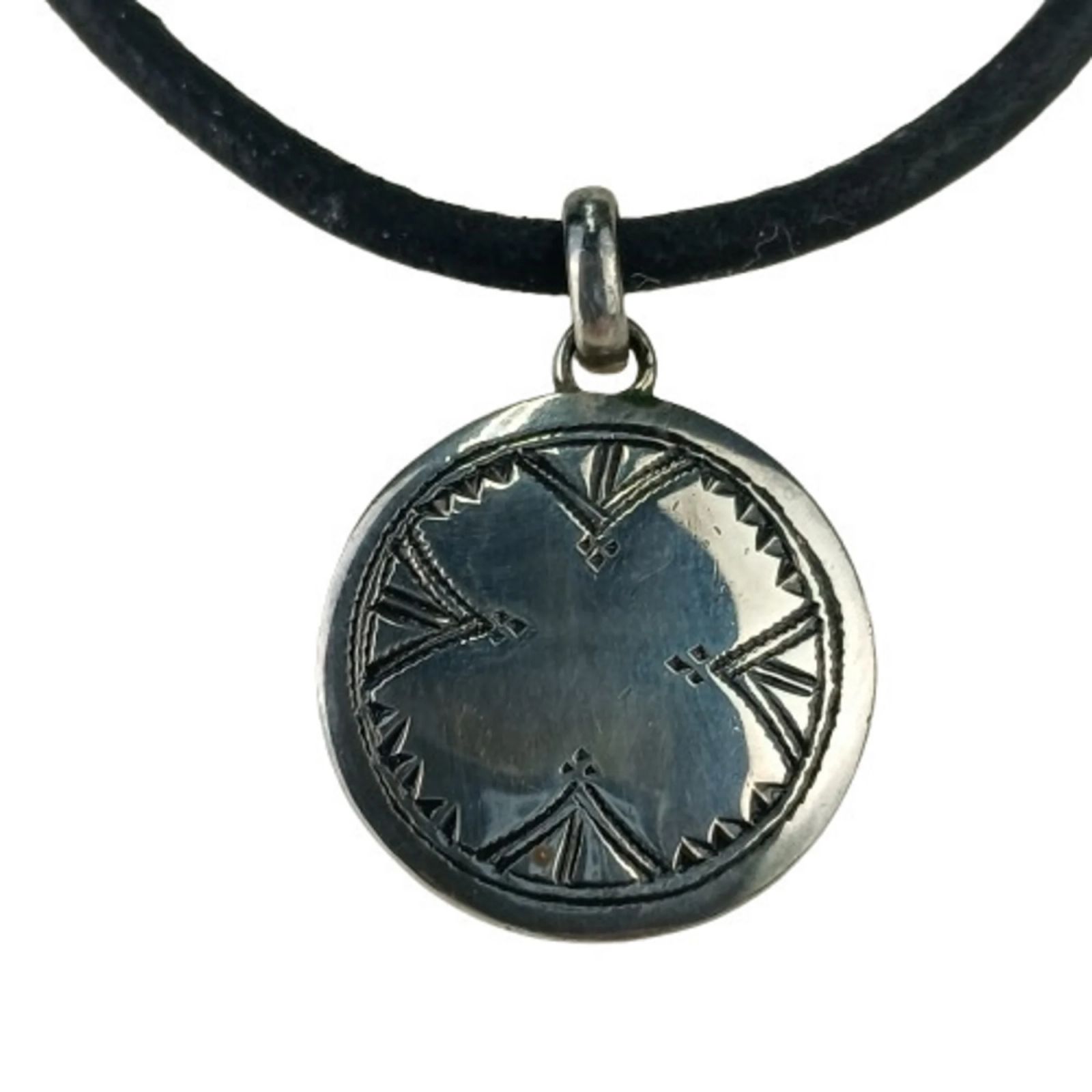 Hermès HERMES Touareg Choker Black Silvery Leather Silver ref 