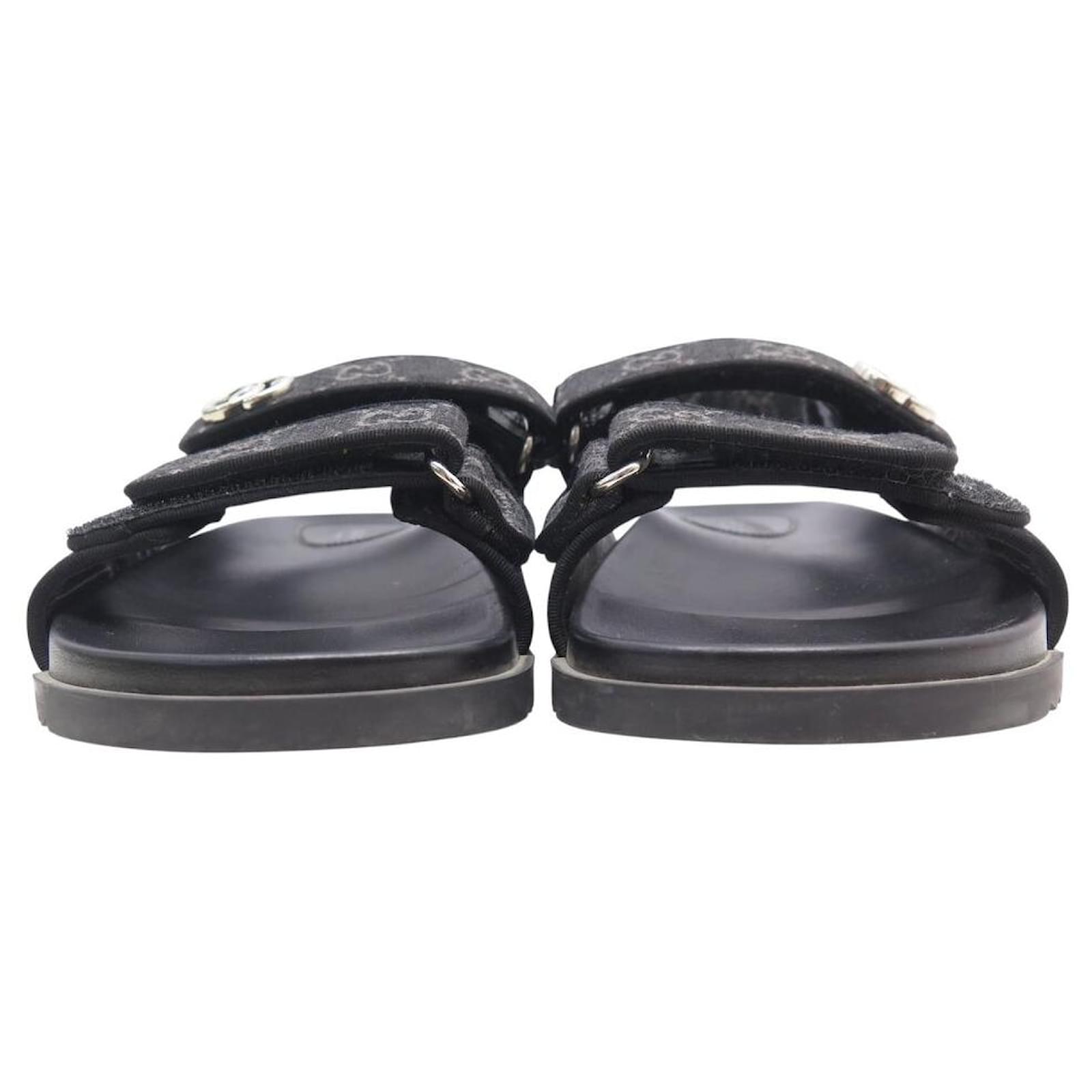 NEW GUCCI DAD MONOGRAM CANVAS SANDALS BLACK SHOES Cloth