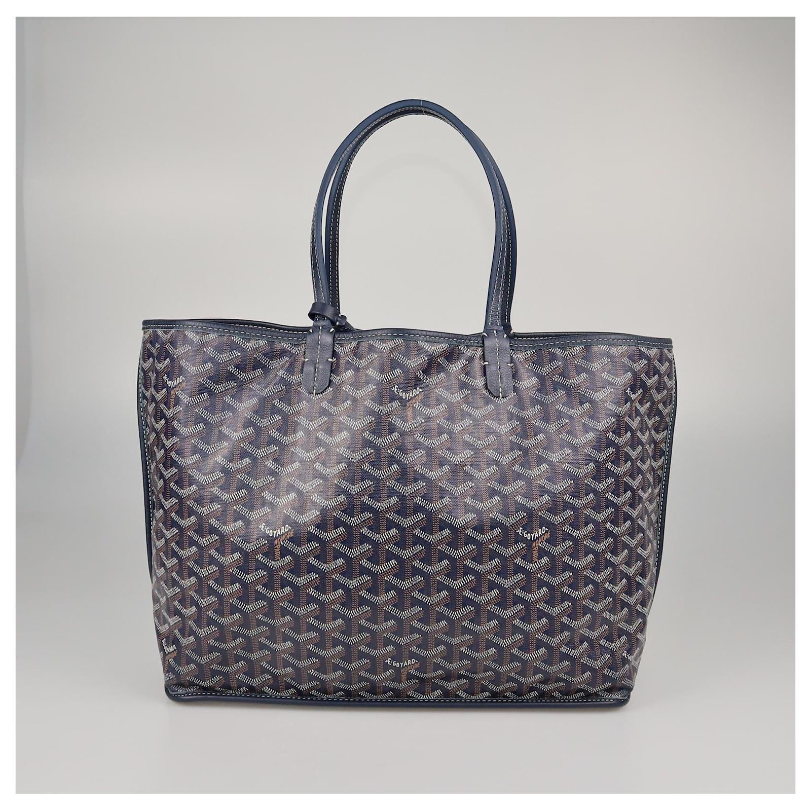 Goyard Navy Blue Goyardine Reversible Anjou PM Tote Leather Cloth