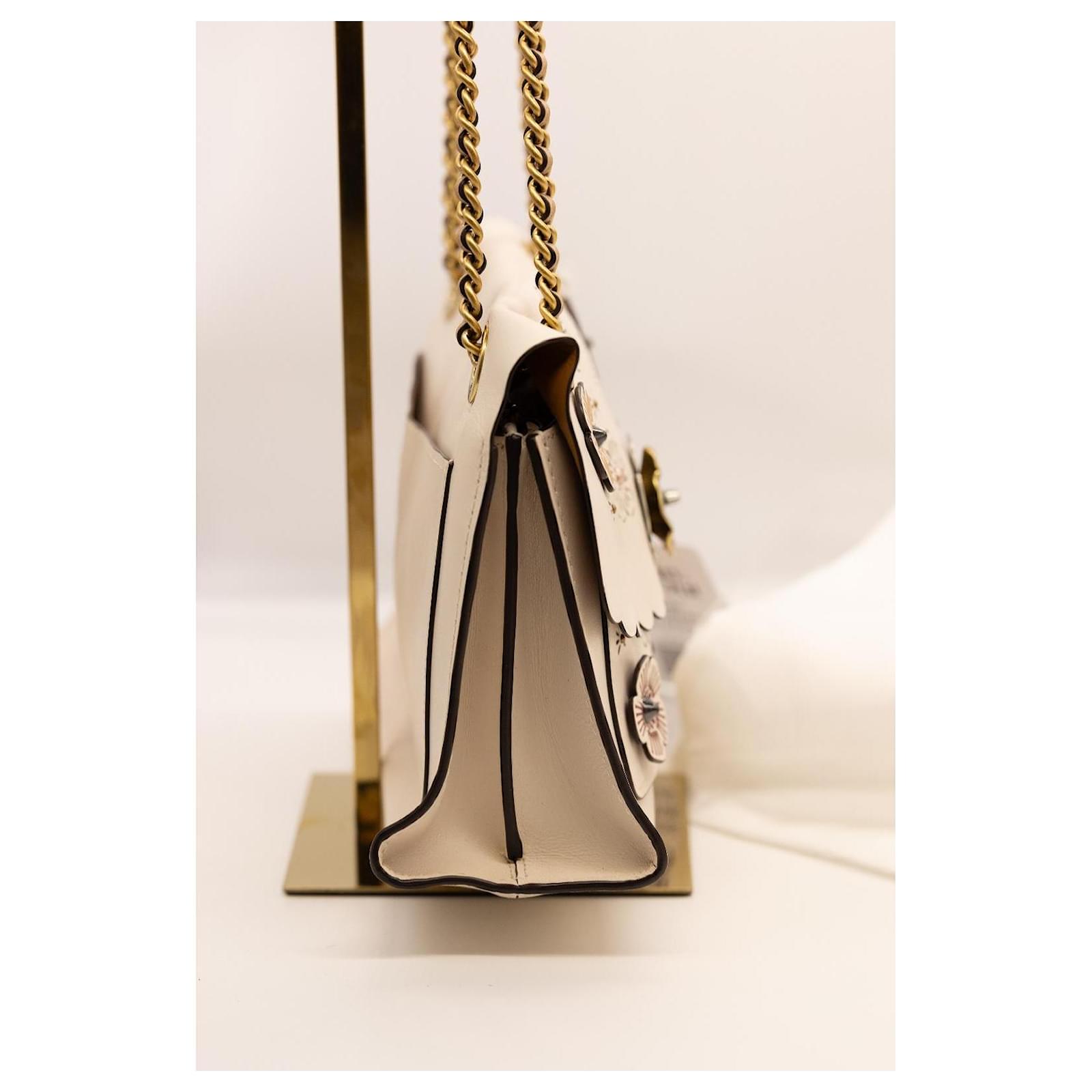 Coach Tea Rose Cutout Shoulder Bag Beige Leather ref.2380249