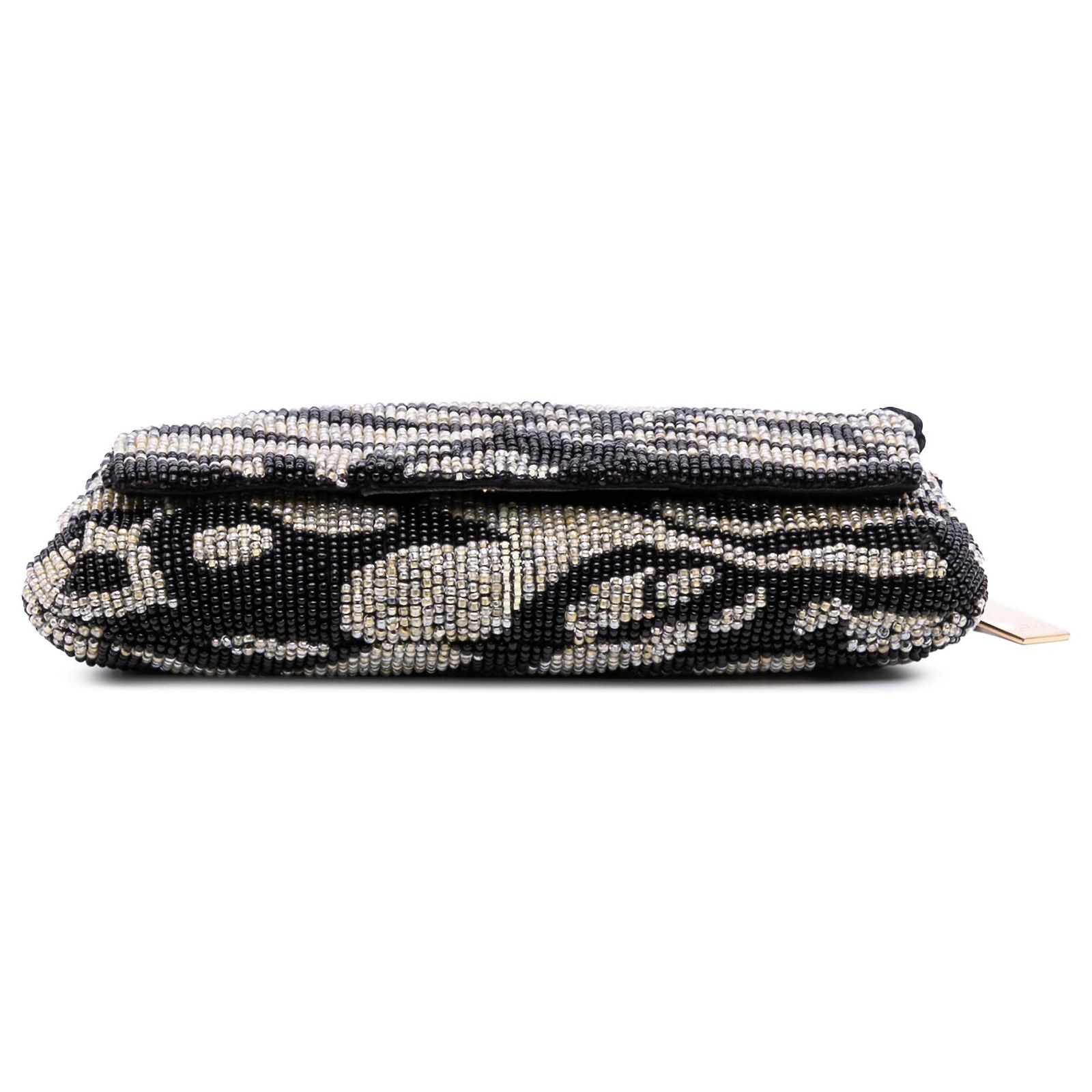 Gucci Black Tom Ford Zebra Beaded Satin Shoulder Bag Cloth ref 