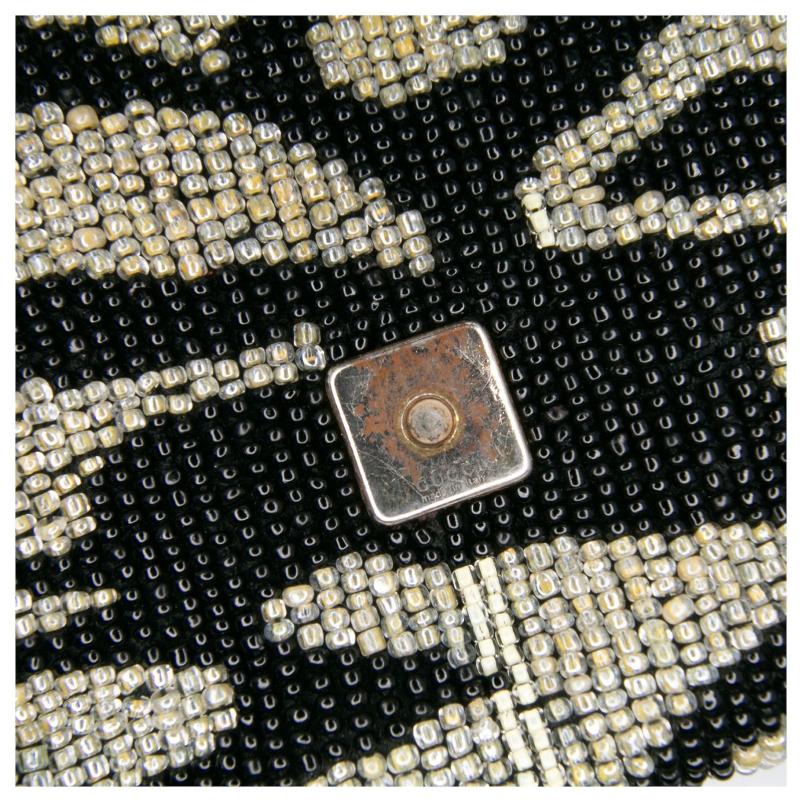 Gucci Black Tom Ford Zebra Beaded Satin Shoulder Bag Cloth ref 