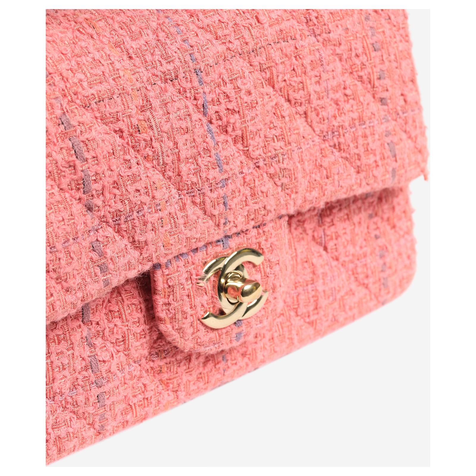 Chanel Pink tweed single flap bag Cloth ref.JC2389294 (Sold