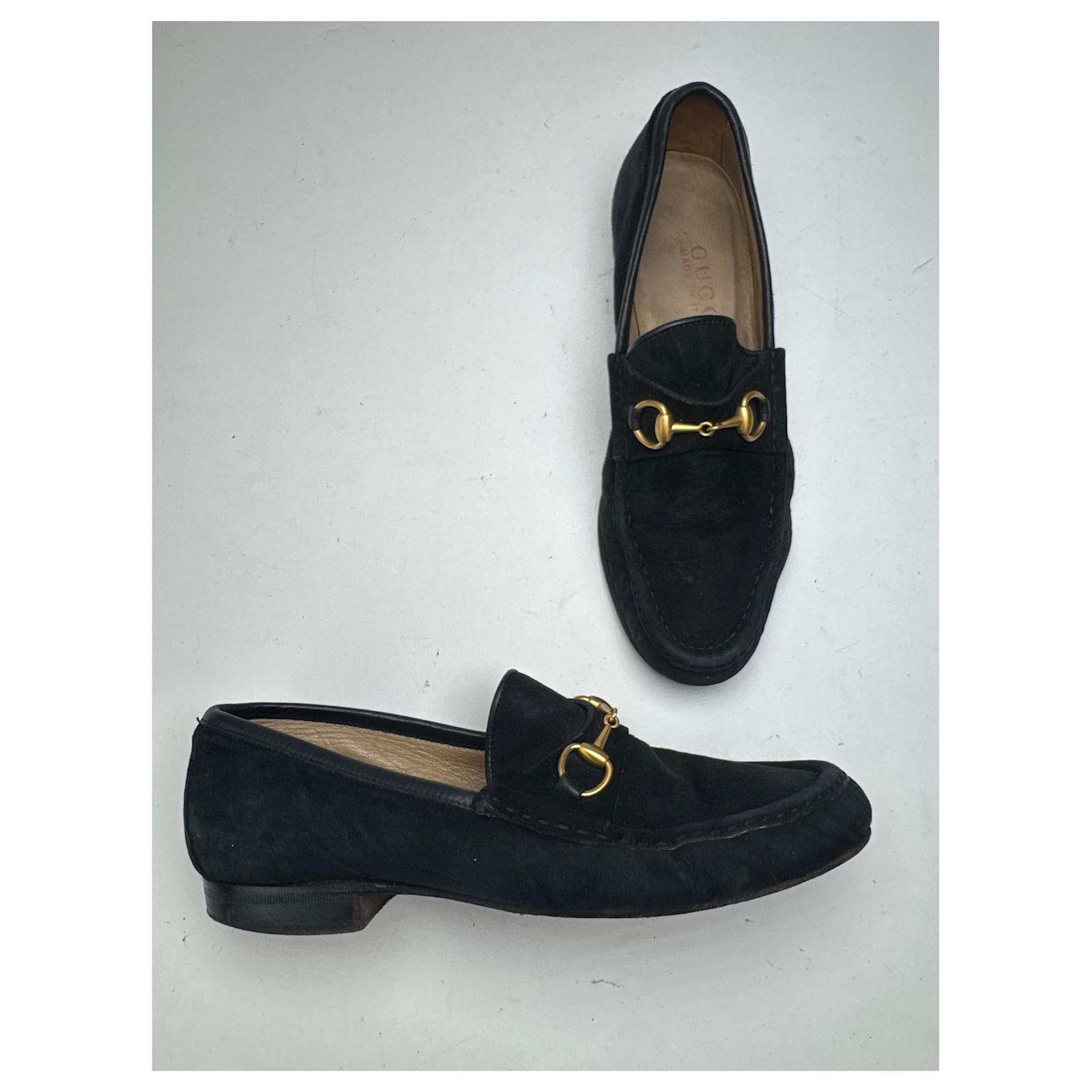 Vintage Gucci Horsebit Loafer Black Suede Joli Closet