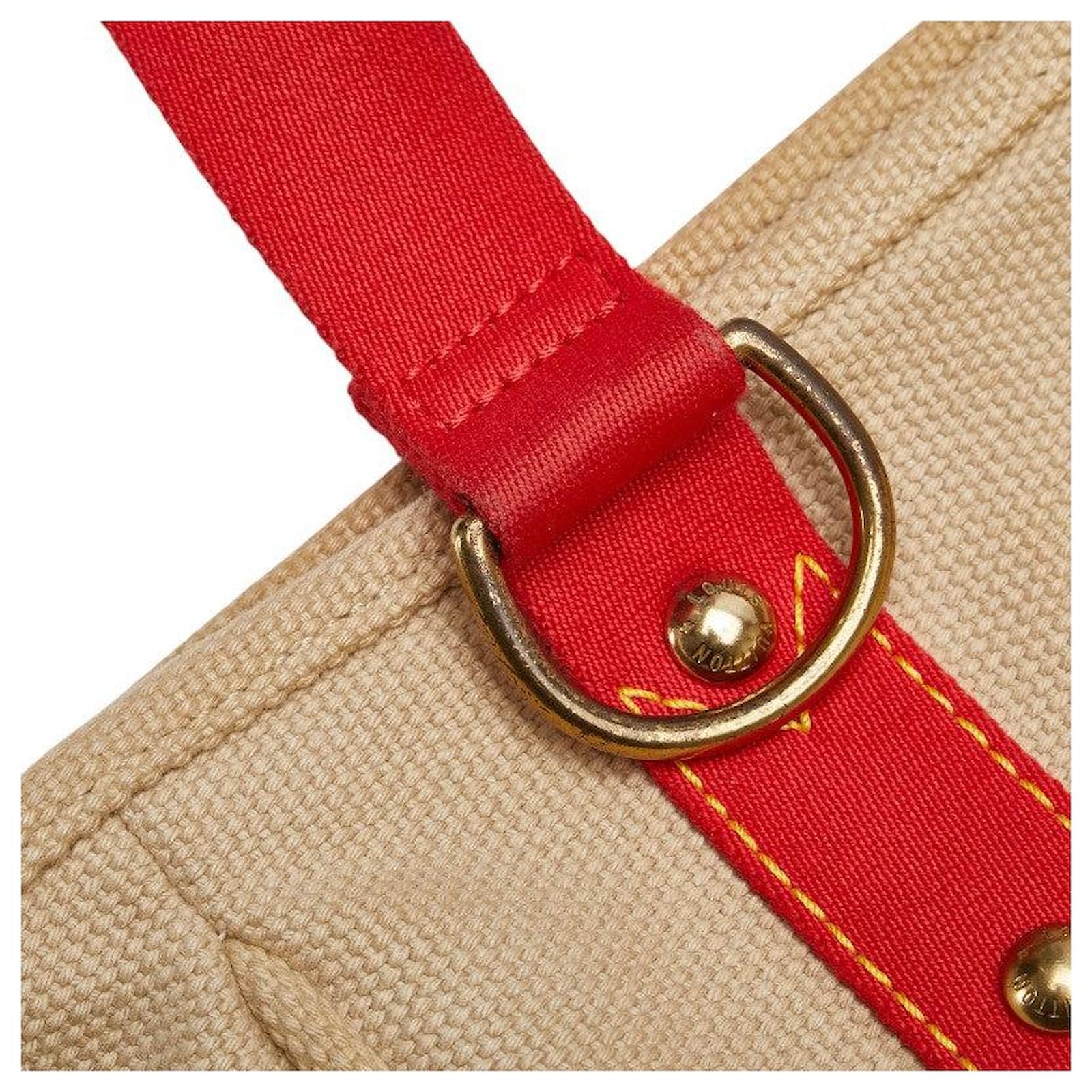 Louis Vuitton Antigua Cabas MM Canvas Shoulder Bag Red Cloth  ref.2392970
