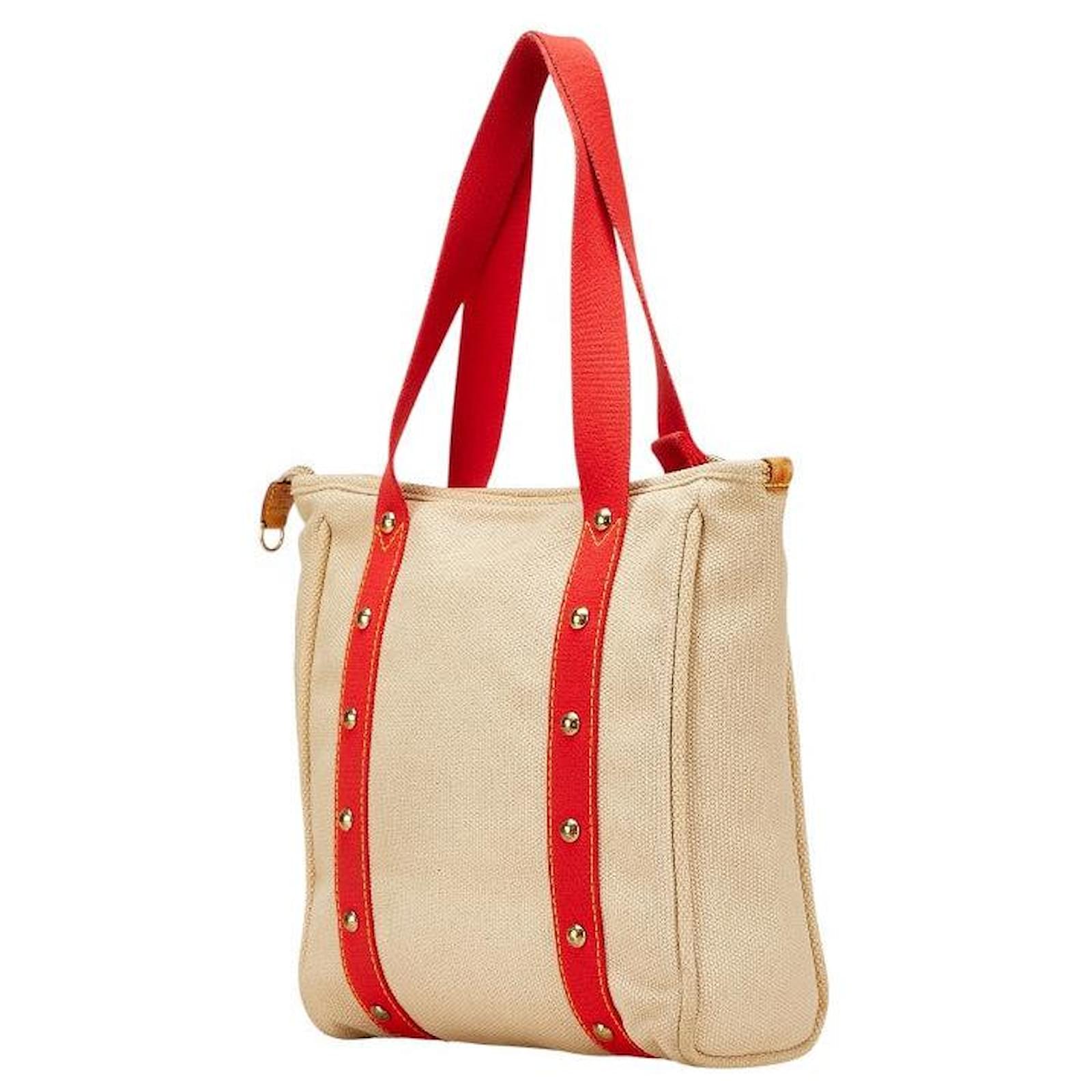 Louis Vuitton Antigua Cabas MM Canvas Shoulder Bag Red Cloth  ref.2392970