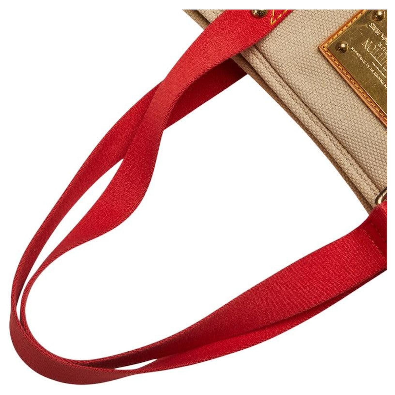 Louis Vuitton Antigua Cabas MM Canvas Shoulder Bag Red Cloth  ref.2392970