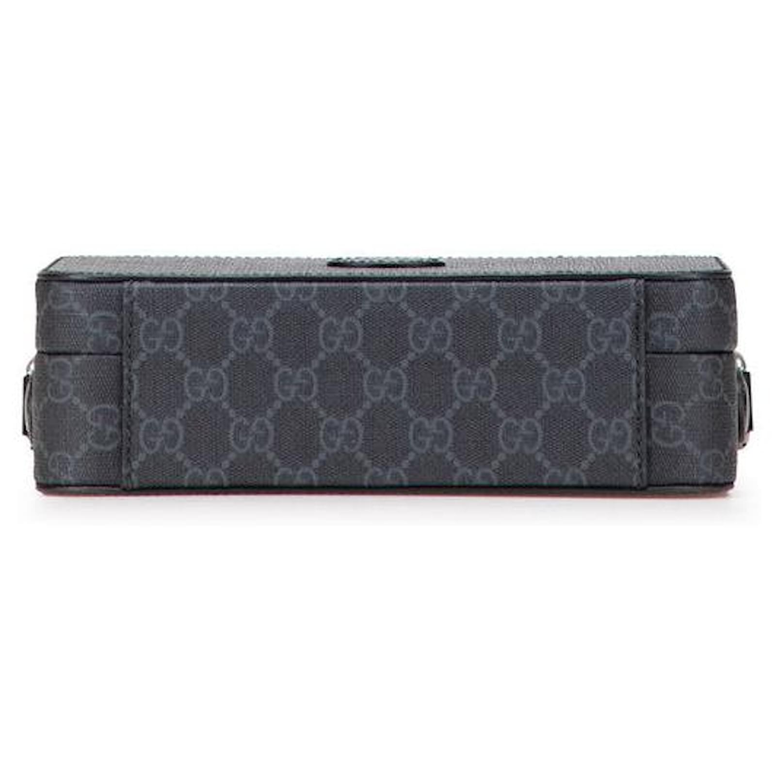 Gucci GG Supreme Hard Trunk PVC Leather Shoulder Bag Black Cloth