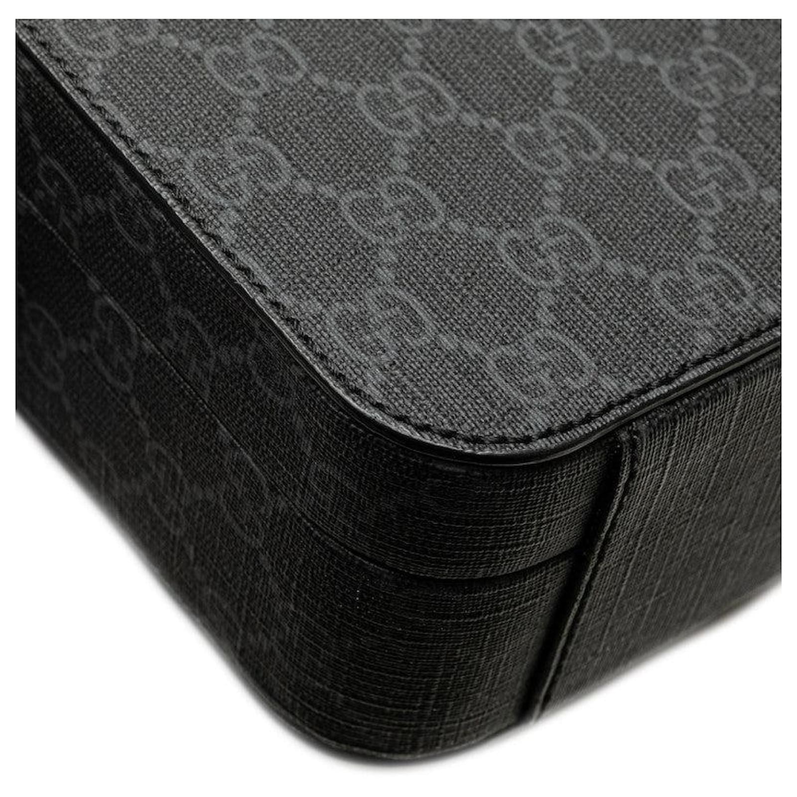 Gucci GG Supreme Hard Trunk PVC Leather Shoulder Bag Black Cloth