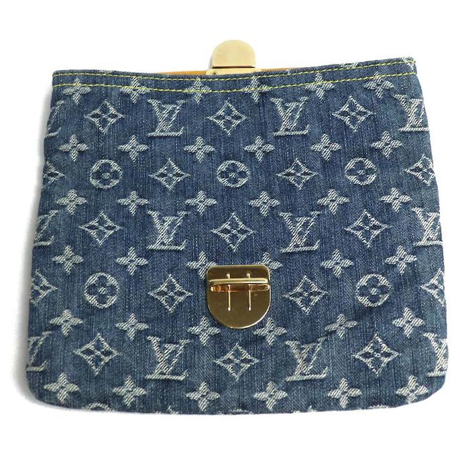 Louis Vuitton Pochette Plat Monogram Clutch Bag Blue Denim  ref.2394501