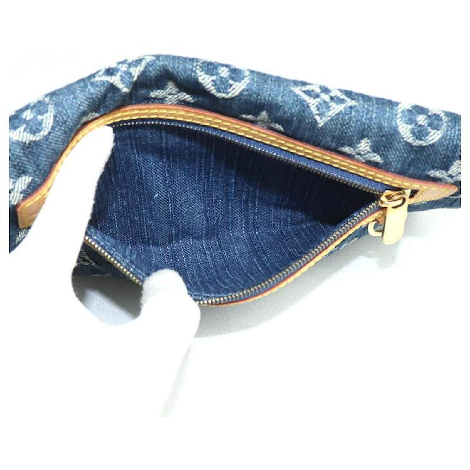Louis Vuitton Pochette Plat Monogram Clutch Bag Blue Denim  ref.2394501