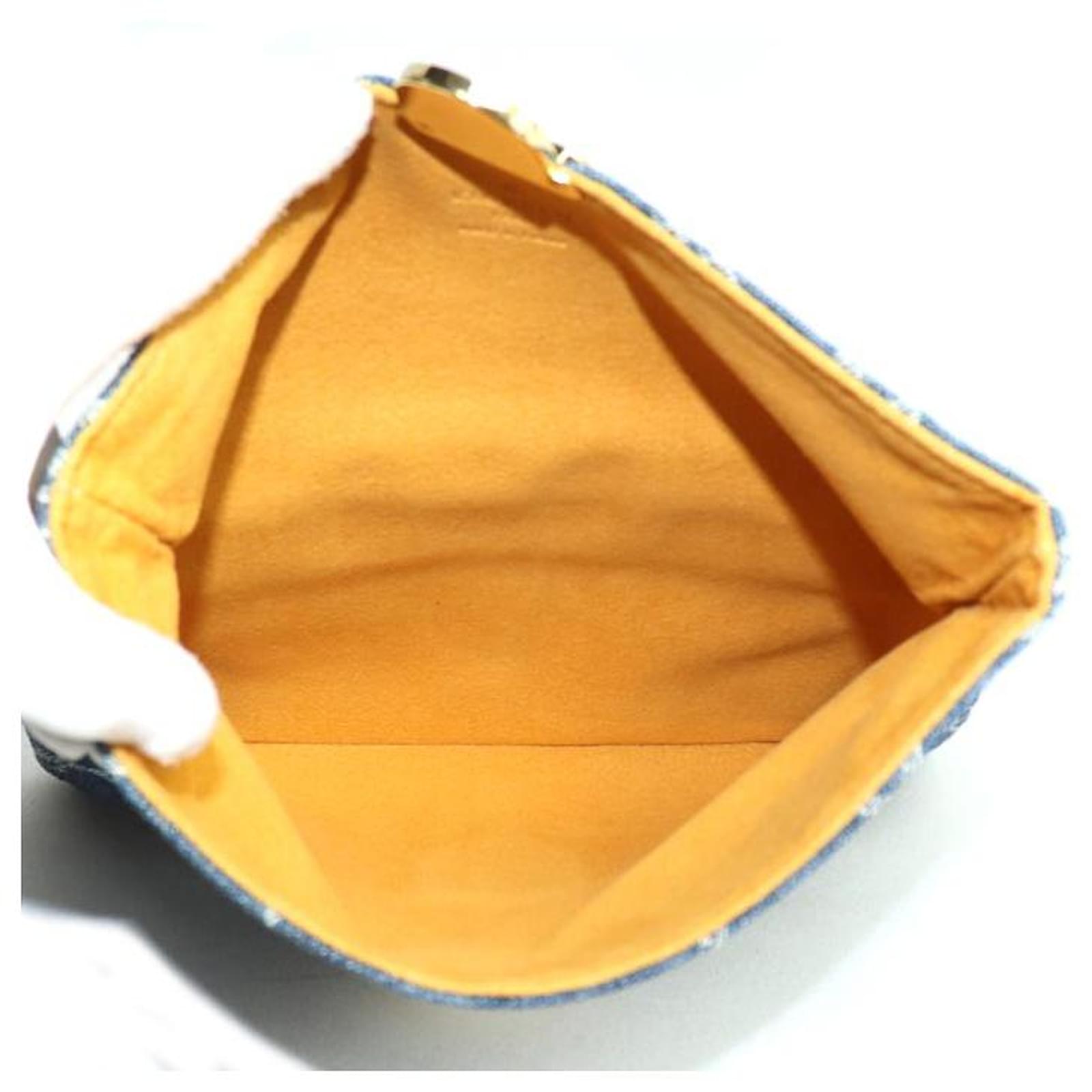 Louis Vuitton Pochette Plat Monogram Clutch Bag Blue Denim  ref.2394501