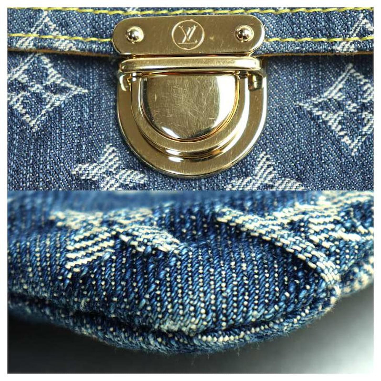 Louis Vuitton Pochette Plat Monogram Clutch Bag Blue Denim  ref.2394501