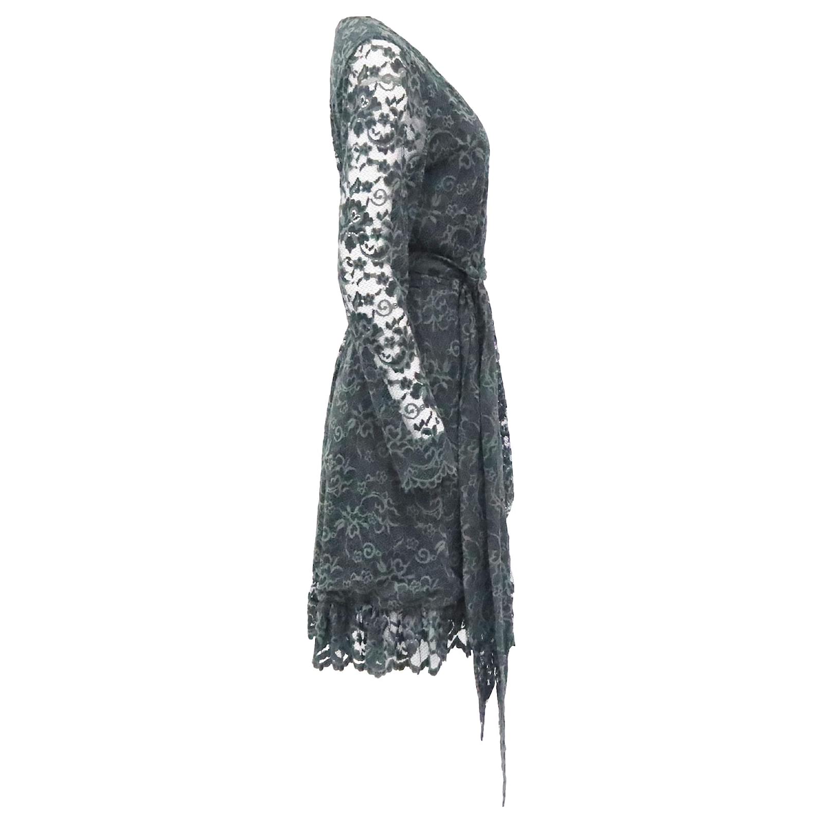 Ganni Flynn Lace Wrap Dress in Green Polyamide Nylon ref.2394713 - Joli  Closet