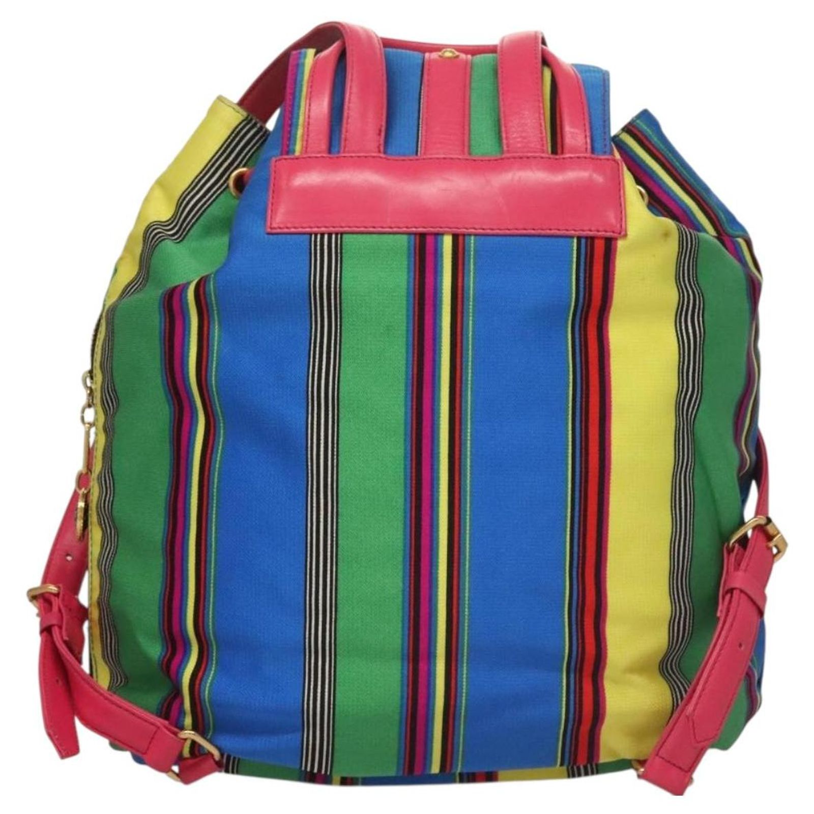 Gianni Versace Backpack Nylon Leather Multicolor Pink gold 