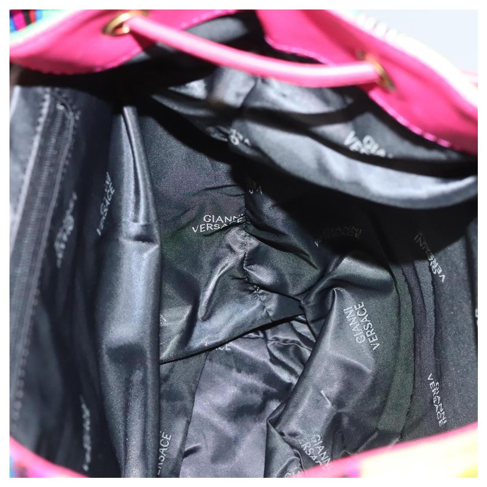 Gianni Versace Backpack Nylon Leather Multicolor Pink gold  display picture 1