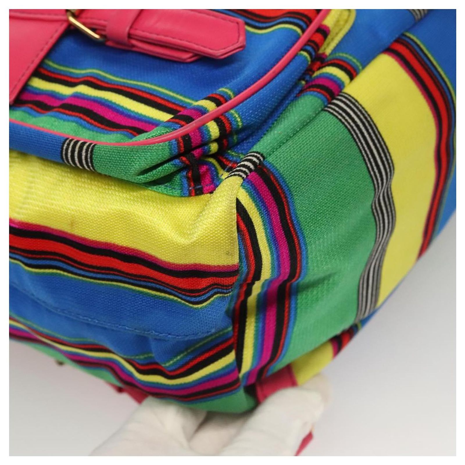 Gianni Versace Backpack Nylon Leather Multicolor Pink gold 