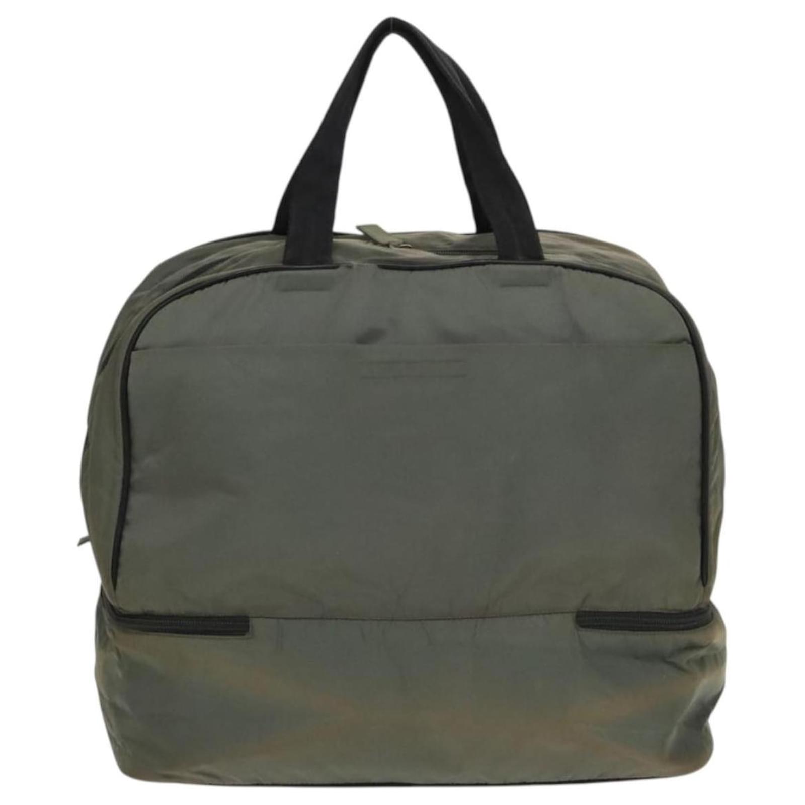 PRADA Sports Boston Bag Nylon Gray Silver Auth bs27925 Brown