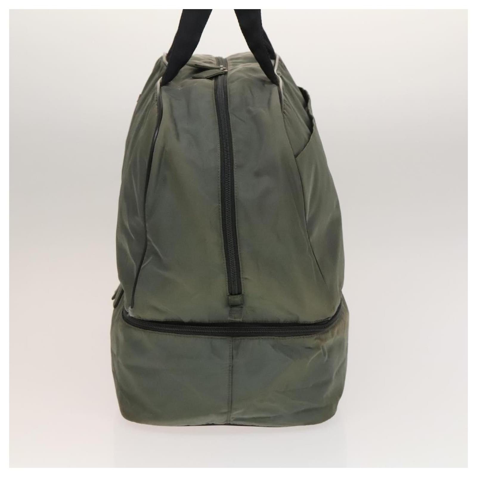 PRADA Sports Boston Bag Nylon Gray Silver Auth bs27925 Brown