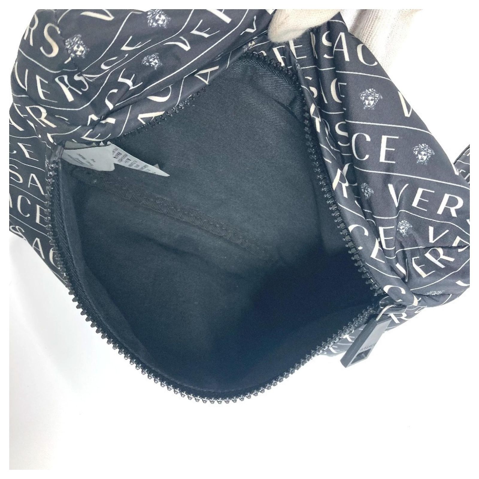 Versace Two-Tone Logo Medusa Crossbody Belt Bag, Nylon Waist Body La Medusa Nylon Belt Bag | VERSACE US main image 2