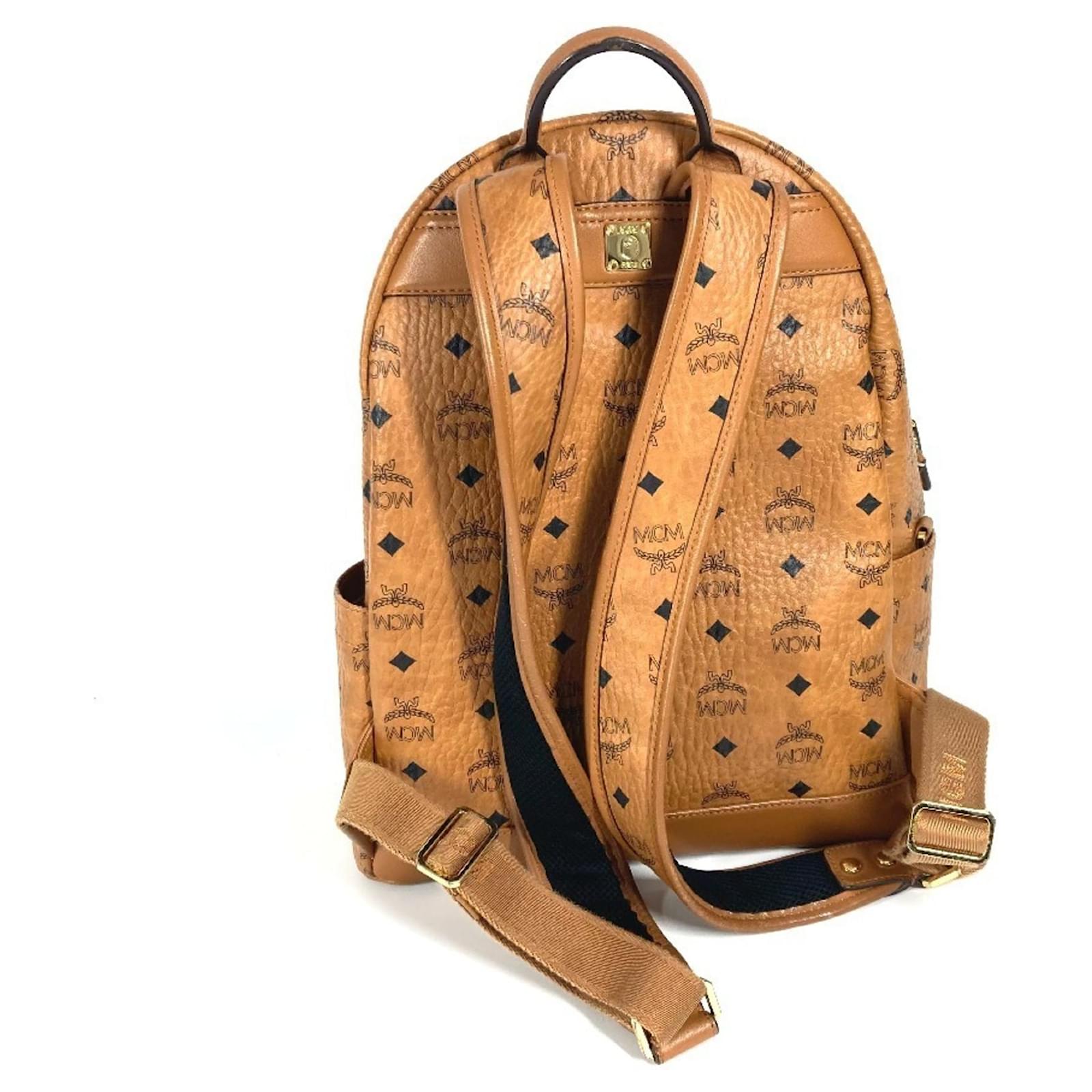 MCM BAPE Collaboration Shark Stark Backpack Brown Leather ref