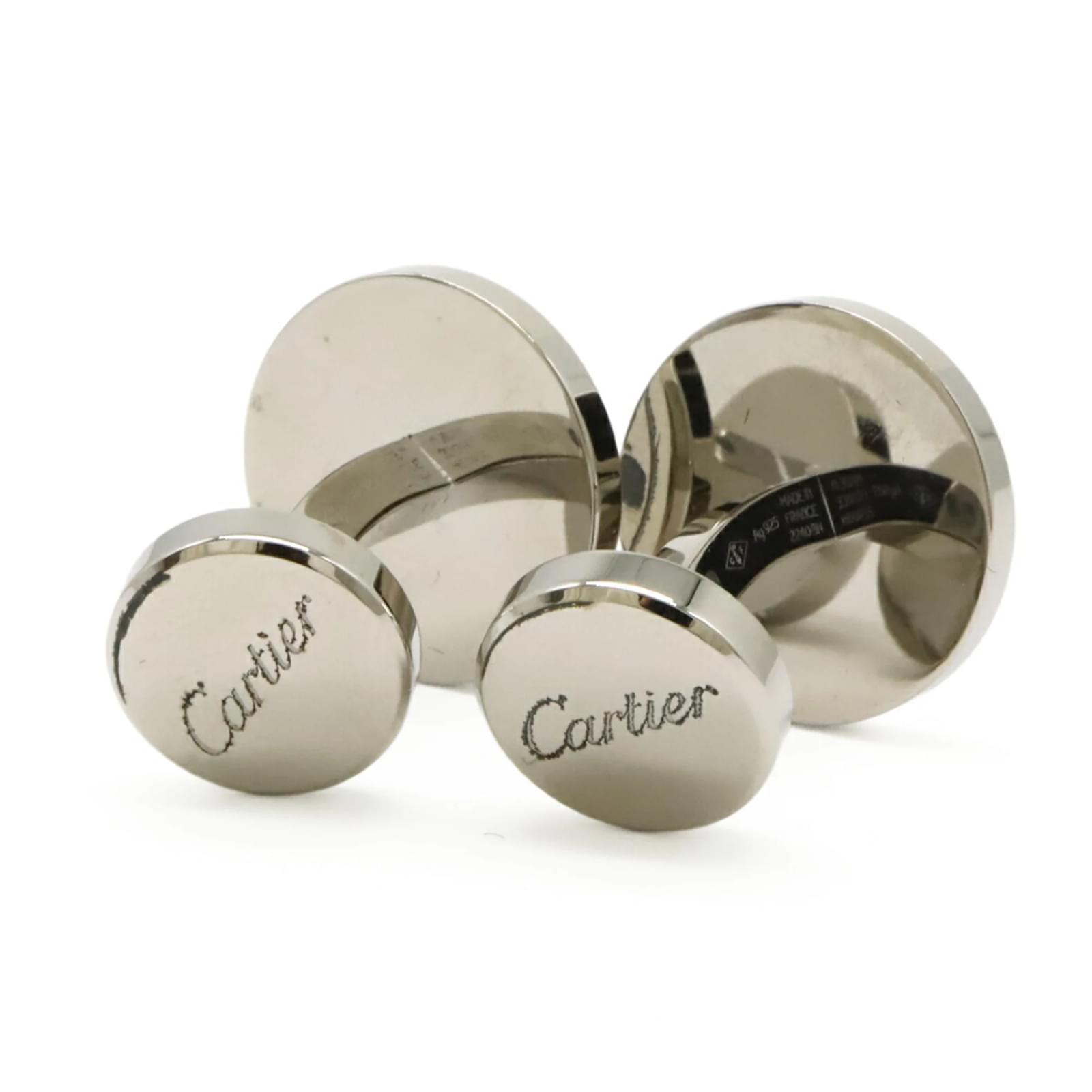 Cartier シルバー ラウンドカフリンクス Cartier Leopard Print Round Cufflinks Brown Silvery Silver ref