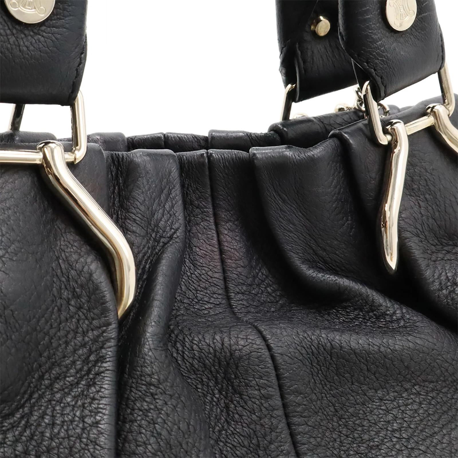 Céline Celine Pillow Small Handbag Tote Black Leather ref