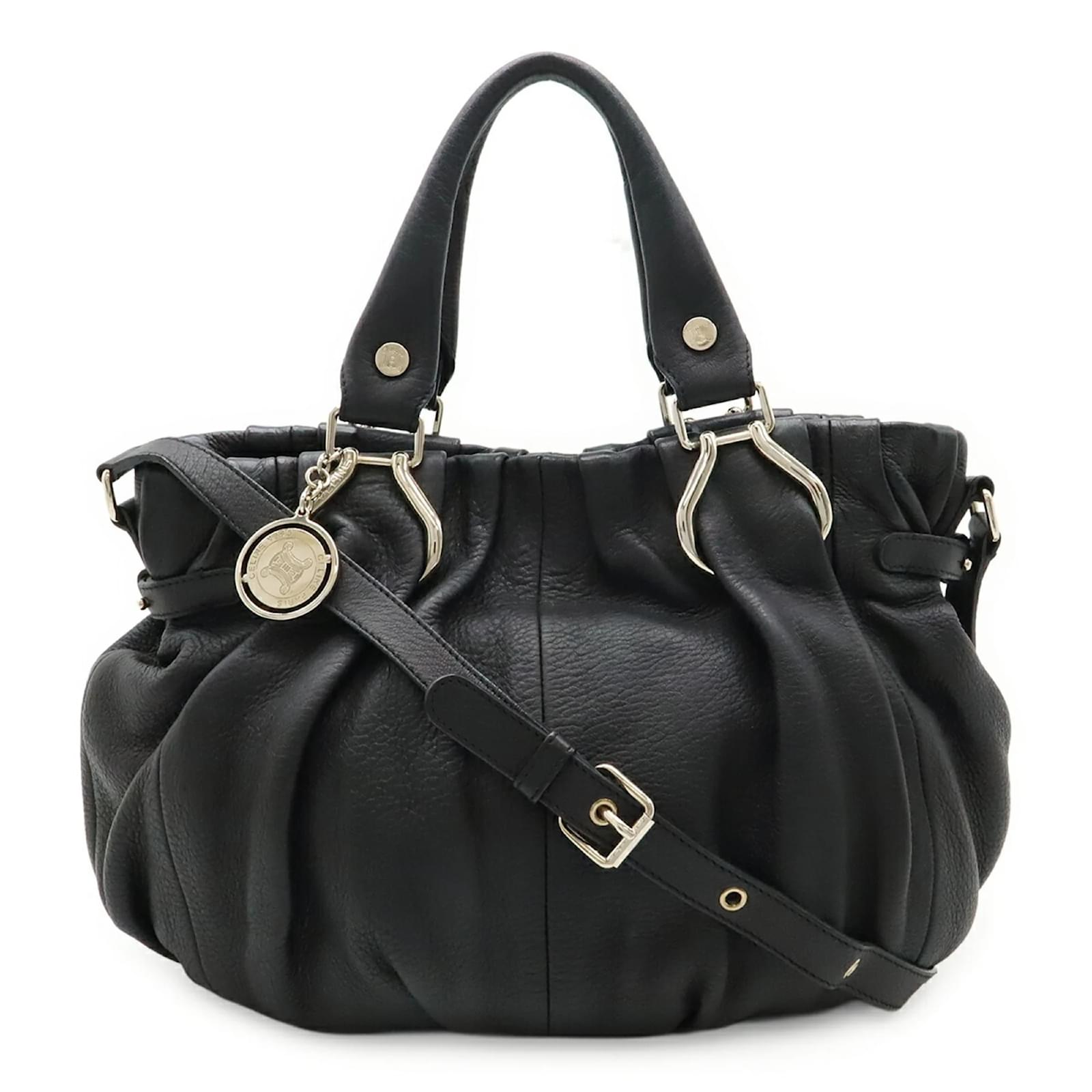 Céline Celine Pillow Small Handbag Tote Black Leather ref