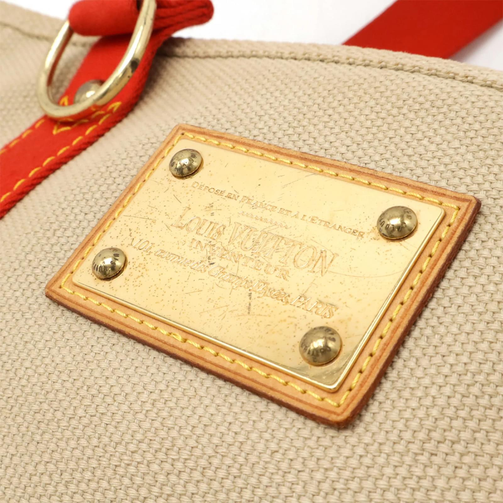 Louis Vuitton Antigua Cabas MM Tote Bag Red Beige Cloth  ref.2398953