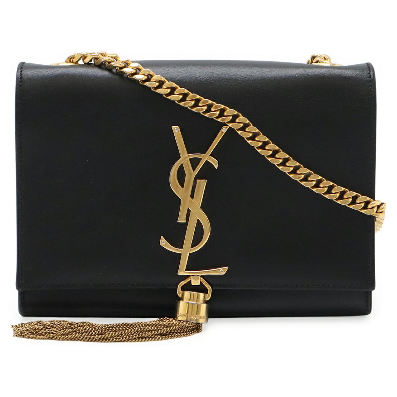 Yves Saint Laurent Kate Monogram Chain Shoulder Bag Black Leather