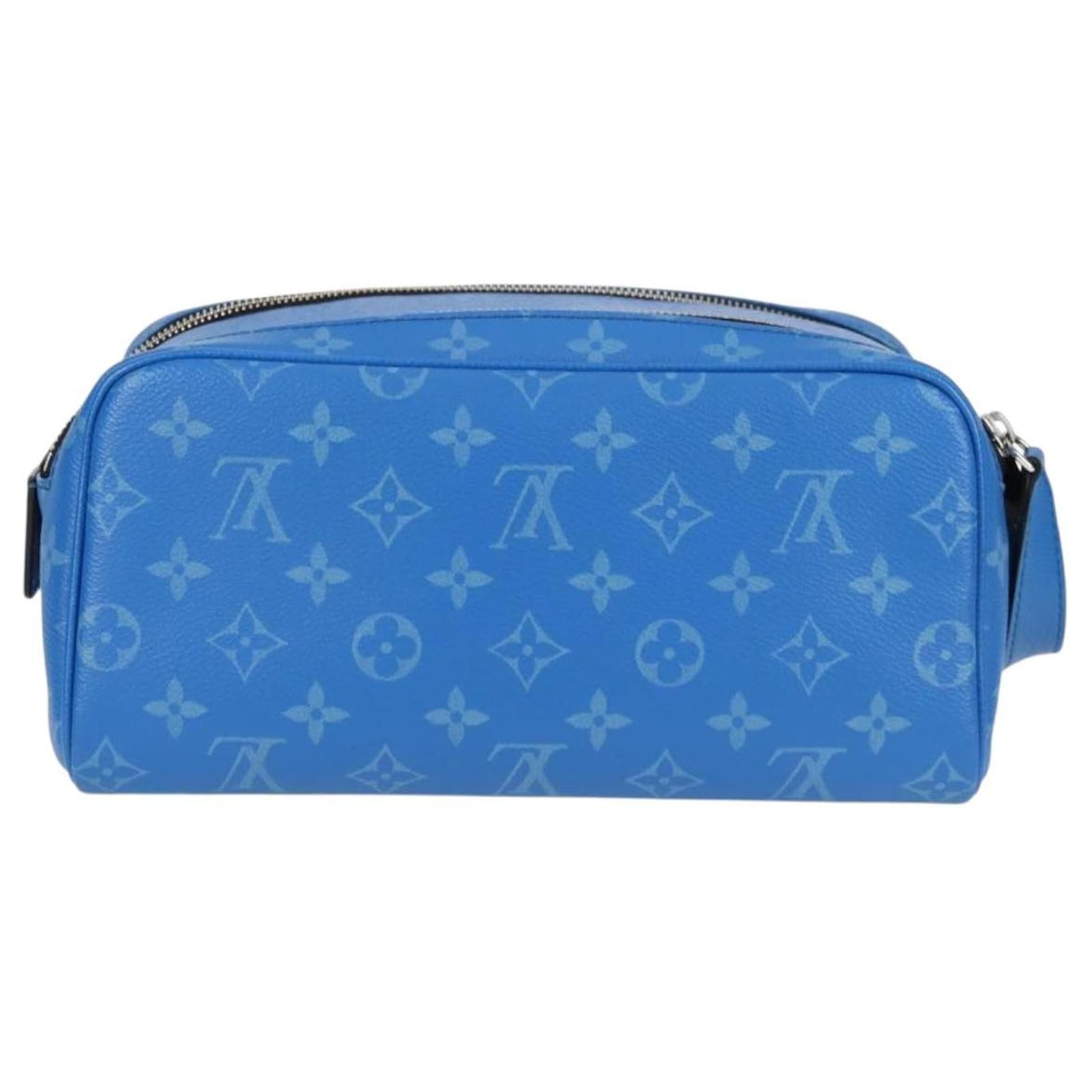 LOUIS VUITTON Tiger Lama Monogram Dopp Kit Clutch Bag Blue M30849 Auth 130475M Leather ref.2399238