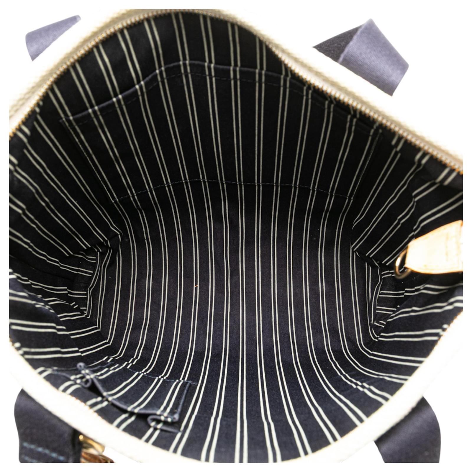 Louis Vuitton White Antigua Cabas MM Navy blue Cloth Cloth ref.2399773