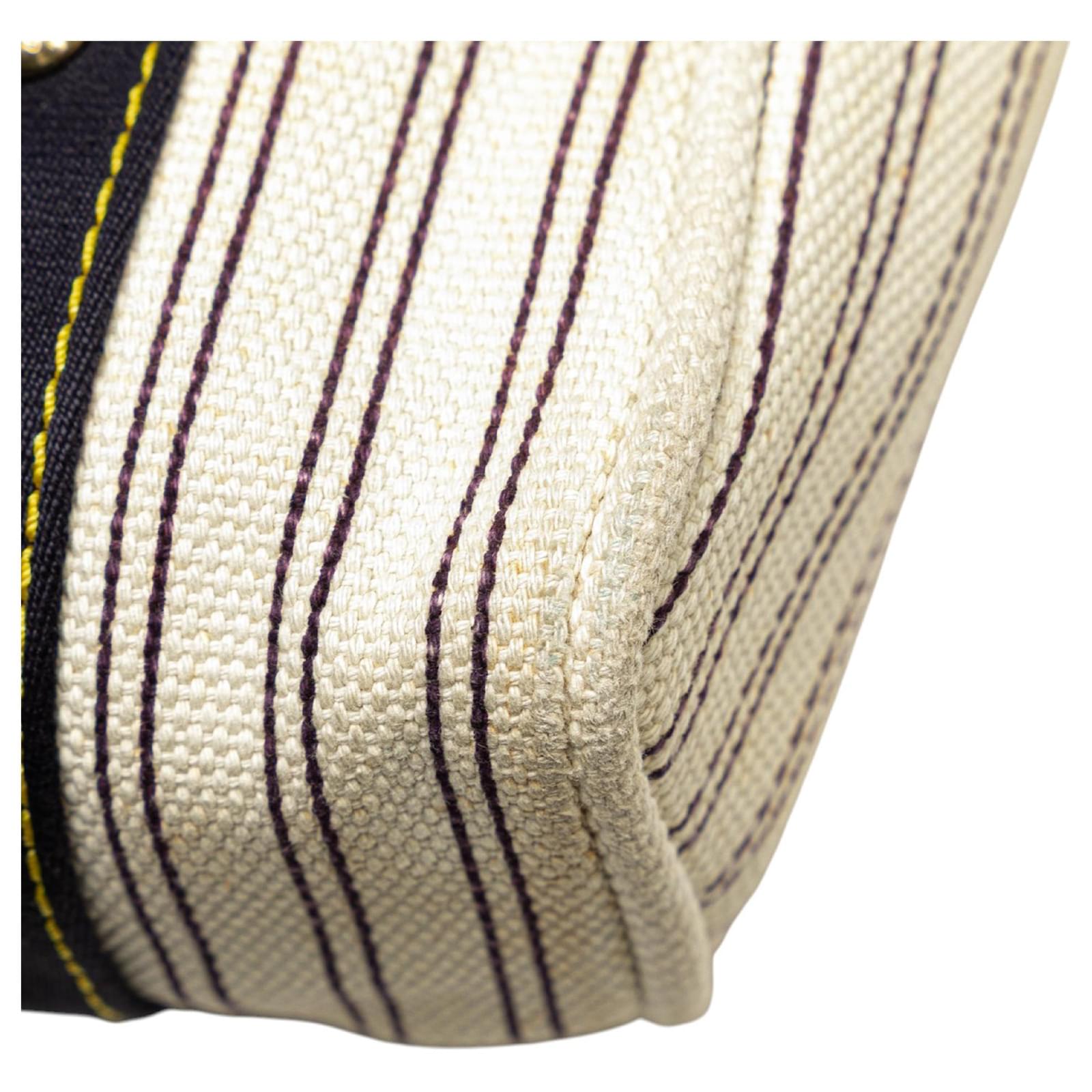 Louis Vuitton White Antigua Cabas MM Navy blue Cloth Cloth ref.2399773