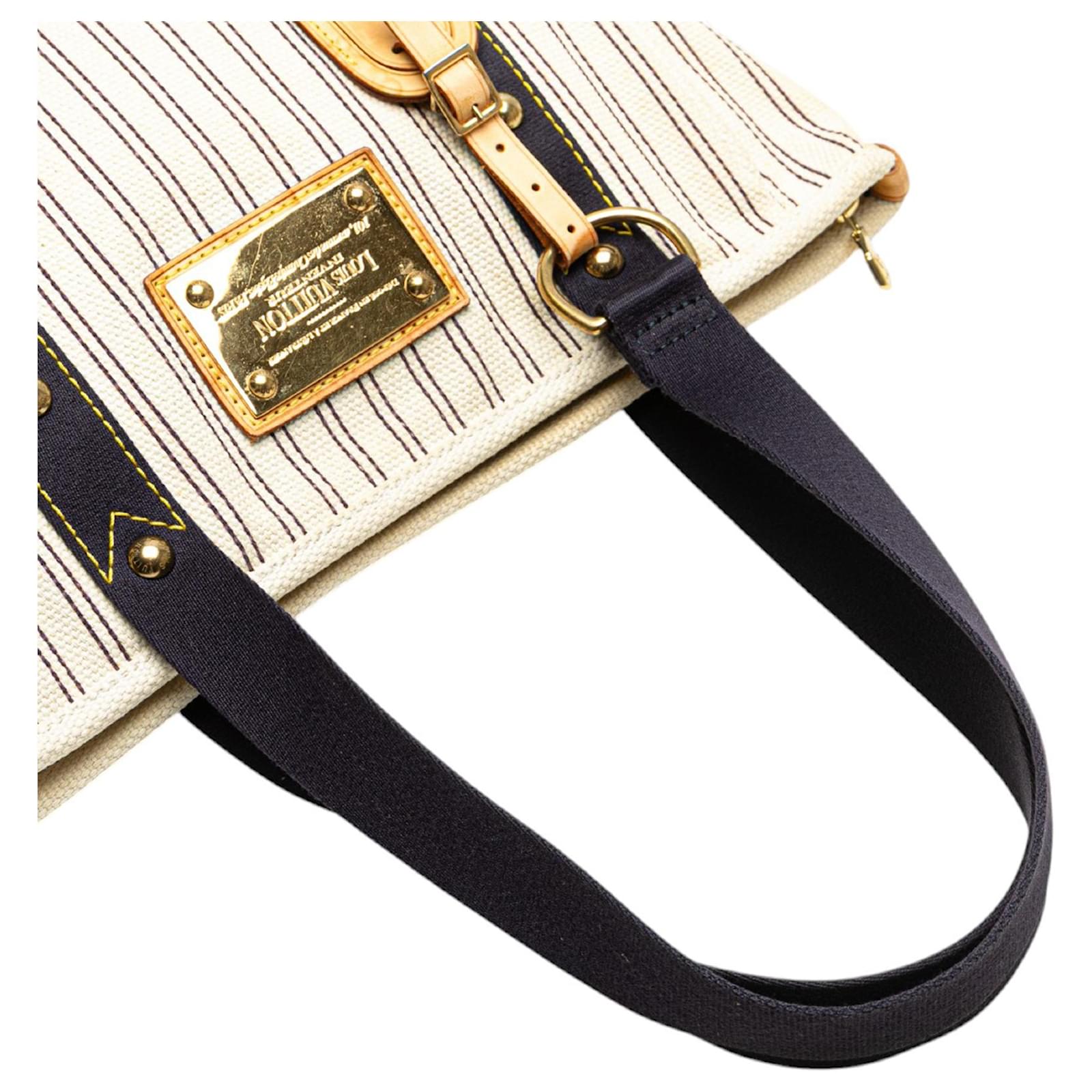 Louis Vuitton White Antigua Cabas MM Navy blue Cloth Cloth ref.2399773