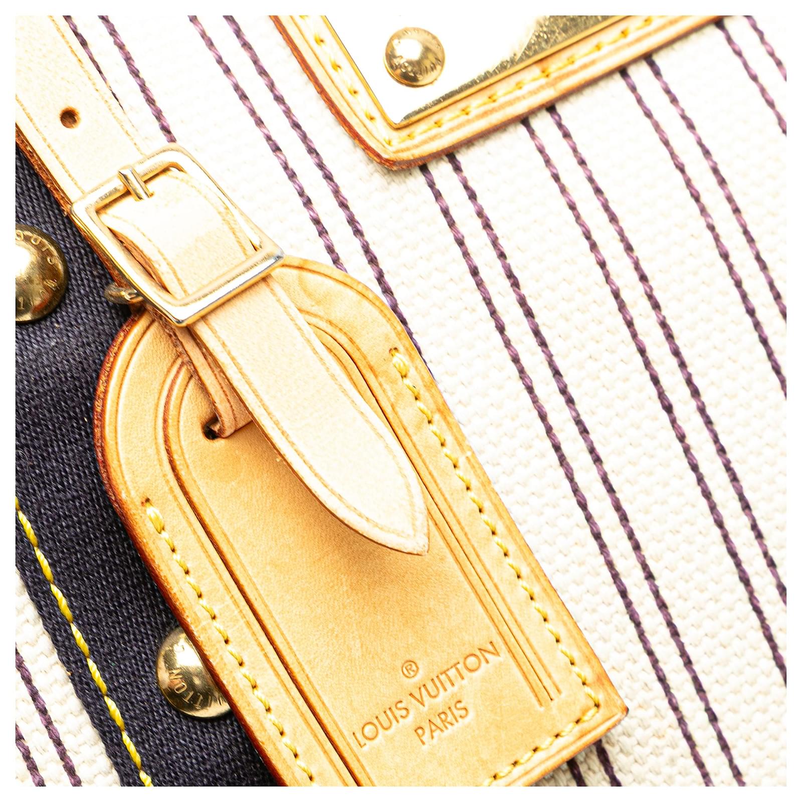 Louis Vuitton White Antigua Cabas MM Navy blue Cloth Cloth ref.2399773