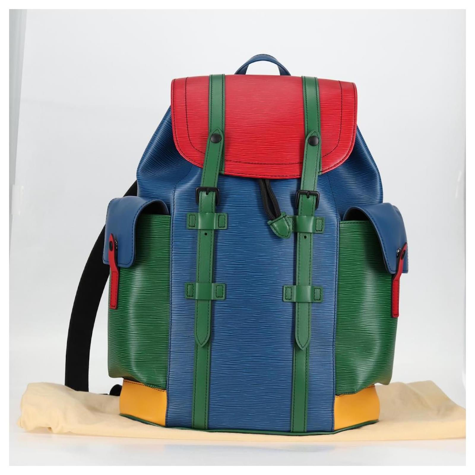 LOUIS VUITTON Epi Christopher PM Backpack Tricolor Blue Red M55565 Auth 122883M Leather ref.2400285
