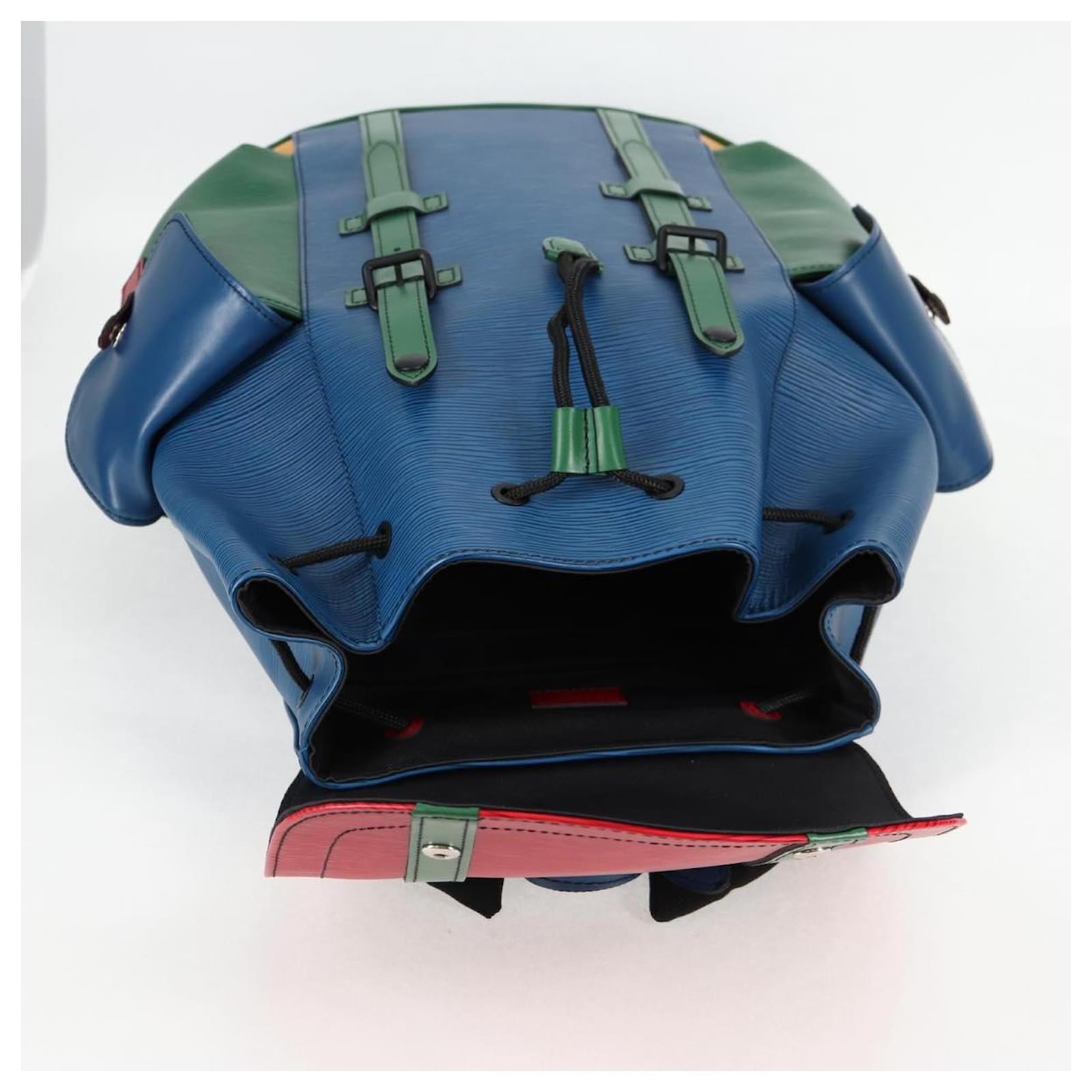 LOUIS VUITTON Epi Christopher PM Backpack Tricolor Blue Red M55565 Auth 122883M Leather ref.2400285