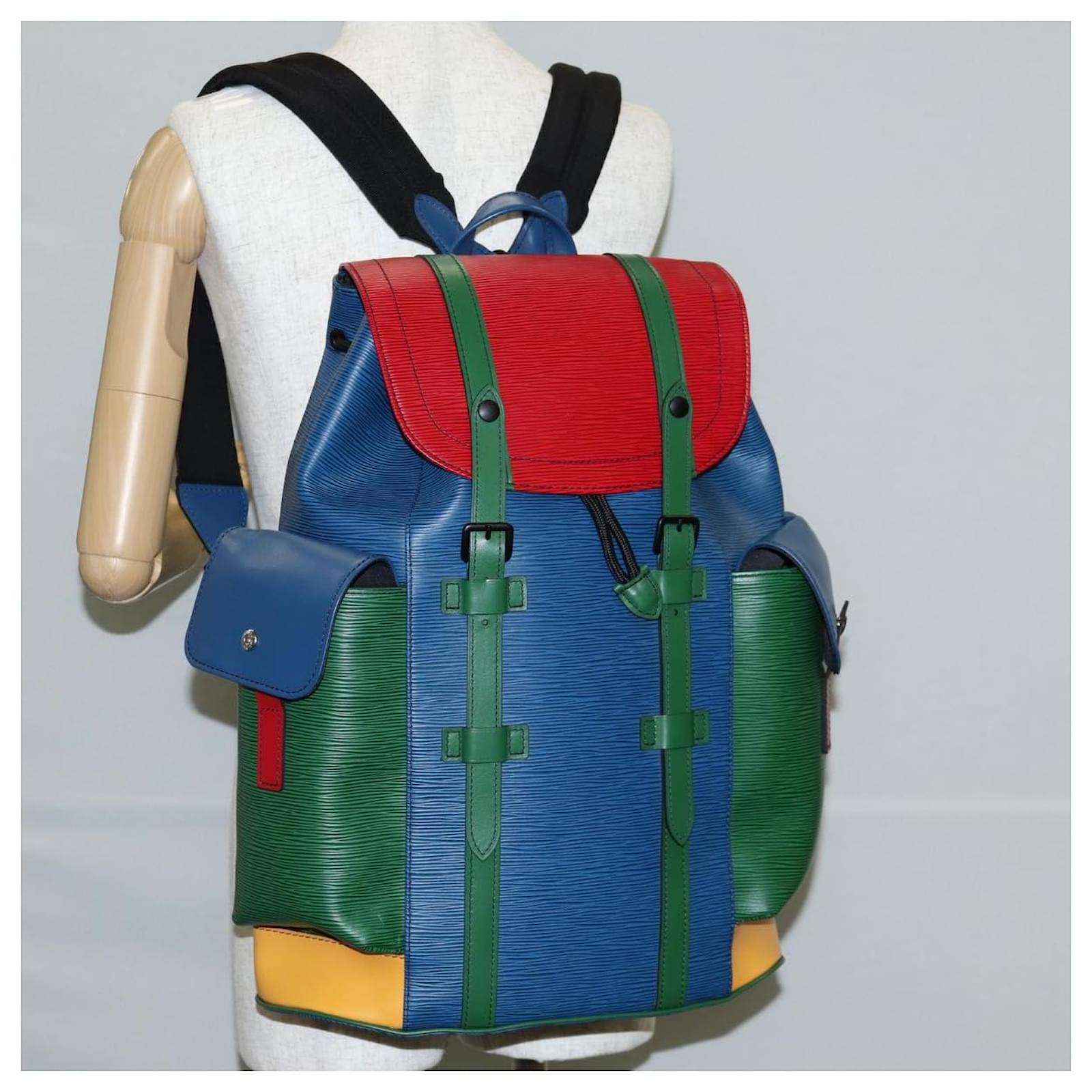 LOUIS VUITTON Epi Christopher PM Backpack Tricolor Blue Red M55565 Auth 122883M Leather ref.2400285
