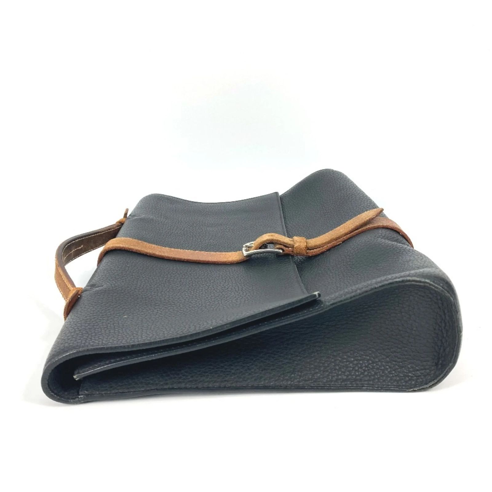 Sac à Main HERMES Etrivert En Cuir Fjord Noir/marron - Sac Document Business, Occasion Bon état