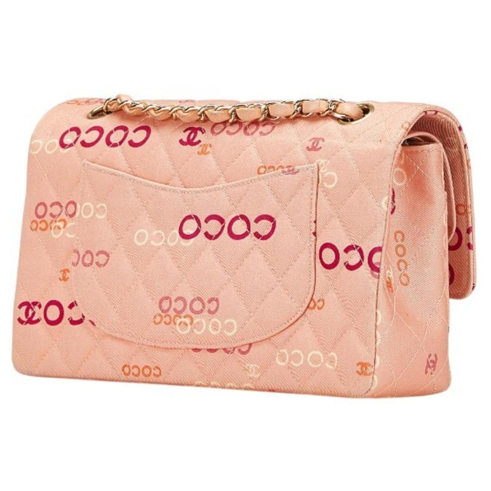 Chanel Coco Mark Double Flap Chain Shoulder Bag Pink